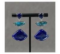 DSZUJTYROP Settore di pietre preziose vere di apatite blu naturale, sodalite, orecchini pendenti, gioielli di moda, stile vintage for le donne