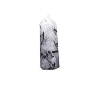 DSZUJTYROP Single Point Black Hair Quartz Crystal Hexagonal Prism Tourmaline Column Stone Ornaments (Size : 4-6cm)