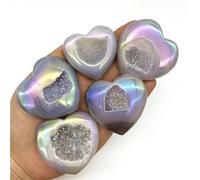 DSZUJTYROP Stone 1PC Naural Electroplated Aura Agate Heart Carved Crystal Geode Quartz Figurine Crystals
