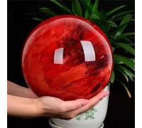 DSZUJTYROP Stone Red Clear Quartz Crystal Ball Divination Decor(Size:10cm)