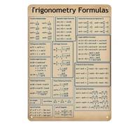 DSZUJTYROP Trigonometry Formulas Metal Tin Sign Math Reference Chart Sine Cosine Tangent Classroom Educational Wall Decor 8 X 12 inch