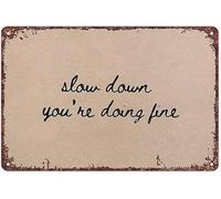 DSZUJTYROP Vintage Uplifting Message Sign Slow Down Youre Doing Fine Aluminum Decor for Bedroom or Office 8 X 12 in