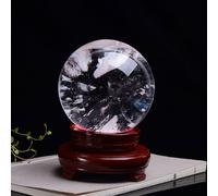 DSZUJTYROP White Clear Quartz Melting Crystal Ball Sphere Gemstone with Stand for Balancing Home Decor Prosperous Love Invite Wealth,8cm