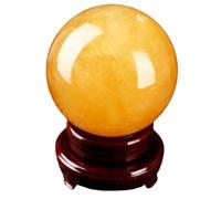 DSZUJTYROP Yellow Calcite Gemston Sphere Citrine Crystal Ball Crystals Stone Quart Sculpture Figurine Ornaments Polished Divination,9cm