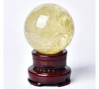 DSZUJTYROP Yellow Citrine Sphere with Base,Polished Stone Ball Ornaments,Home Decorative Crystal for Wealth, Success & Abundance,80mm