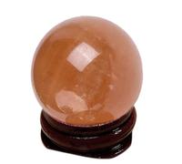DSZUJTYROP Yellow Crystal Sphere Ball Calcite Quartz Gemstone with Stand, Sculpture Figurine for Wealth And Protect The House,40mm