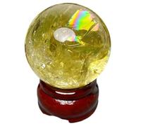 DSZUJTYROP Yellow Crystal Sphere Citrine Colorful Rainbow Ball Polished Divination Decorative Balls for Feng Shui,4.5-4.8cm
