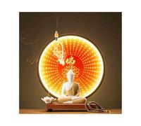 DTACBNEUZ Arredamento per la casa Decorazione Ispirata allo Zen for Ingresso, Soggiorno, Ufficio, Statua di Buddha in Ceramica con Cerchio di Luce Rossa