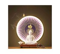 DTACBNEUZ Arredamento per la casa Ornamenti in Ceramica con Statua di Buddha for la Decorazione della casa, Soggiorno, Ingresso, Decorazione Feng Shui con Cerchio di Luce Viola