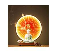 DTACBNEUZ Arredamento per la casa Statua Decorativa in Ceramica di Buddha Ispirata allo Zen con Cerchio di Luce Rossa, Decorazione Feng Shui for l'ingresso del Soggiorno