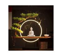 DTACBNEUZ Arredamento per la casa Statua di Buddha in Ceramica Bianca con Decorazione Feng Shui ad Anello con Luce ad Albero simulata