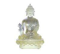 DTACBNEUZ Arredamento per la casa Zen Buddha Arredamento for la casa Tempio Portico Consacrazione Antica Scultura in Vetro Buddha Decorazione del Desktop(Yellow)