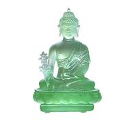 DTACBNEUZ Arredamento per la casa Zen Buddha Arredamento for la casa Tempio Portico Consacrazione Antica Scultura in Vetro Buddha Decorazione del Desktop(Green)