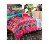 DTACBNEUZ Set di Biancheria da Letto 4 Pezzi Set Copripiumino Bohémien colorato, 3 Pezzi, Set Copripiumino Morbido e Leggero con Cerniera e Lacci Set di Biancheria da Letto e piumone(King-260x220cm)
