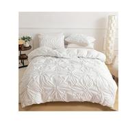 DTACBNEUZ Set di Biancheria da Letto 4 Pezzi Set Copripiumino Plissettato Bianco con Pieghe a Pizzico, Morbido e Traspirante, 3 Pezzi, con Cerniera Set di Biancheria da Letto e piumone(203cmx229cm)