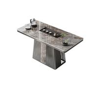 DTACBNEUZ Tavolino da tè Tavolino da caffè rettangolare, piano in pietra e vassoio for il tè, tavolo pranzo con spazio di archiviazione nascosto(Grijs,M)