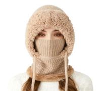 Dtaigou Cappello Beanie 3 in 1 con Sciarpa E Protezione per Il Viso, Passamontagna Invernale Foderato in Pile 3 in 1 Invernale Calore Antivento, Berretto A Maglia A Copertura Completa