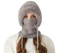 Dtaigou Cappello Beanie 3 in 1 con Sciarpa E Protezione per Il Viso, Passamontagna Invernale Foderato in Pile 3 in 1 Invernale Calore Antivento, Berretto A Maglia A Copertura Completa