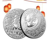 Dtaigou Monete Fortunate del Drago | Moneta d'Argento d'oro a Doppia Faccia 'Anno del Drago | Distintivo commemorativo a Moneta Cinese Tradizionale Dragon per Il Prossimo Anno Nuovo