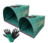 Dtaigou Sacchetti per foglie, contenitore per rifiuti da giardino, 2 pezzi, paletta per rifiuti da giardino, con guanti, riutilizzabili, per esterni, patio, foglie, detriti, tagliata,