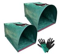 Dtaigou Sacchetti per foglie di, contenitore per rifiuti da giardino, 2 pezzi, paletta per rifiuti da giardino, con guanti, riutilizzabili, per esterni, patio, foglie, detriti, tagliata