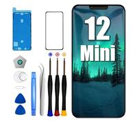 DTD Schermo di Ricambio per iPhone 12 Mini LCD Retina 5.4" FHD Display COF, Touch Screen digitalizzatore con Kit di strumenti di riparazione, Nastro adesivo impermeabile e protocollo dello
