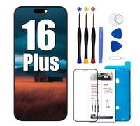 DTD Schermo LCD di ricambio per iPhone 16 Plus, 6,7 pollici, Full HD, 3D Touch, True Tone Face ID, per iPhone 16 Plus, kit di riparazione
