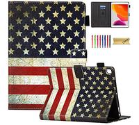 Dteck Case for iPad 9th/8th/7th Generation 10.2 inch 2021/2020/2019, Slim Folio Stand Premium PU Leather Smart Auto Wake/Sleep Protective Cover with Pencil Holder, US Flag