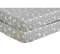 DTEX HOMES 2 lenzuola con angoli per lettino, anallergiche, antibatteriche, 100% cotone egiziano a 200 fili, per lettino, cameretta dei bambini, 70 x 140 cm, colore: grigio luna addormentata