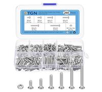 DTGN 260pz M3 x 6mm /8mm /12mm /16mm /20mm /25mm Flat Kit di Dadi Bulloni a Testa Esagonale Esagono Incassato, Acciaio Inossidabile 304, Filettatura Completa, Viti Svasate