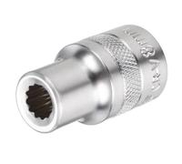 DTGN Bussola corta da 8 mm, 38 mm, per chiavi da 1/2" | Bussole CR-MO, profilo di trazione esterno, doppio esagonale con zigrinatura, per chiavi dinamometriche a cricchetto