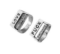 Dtja 2 PCS creativo messaggio d'amore girevole controllo dell'umore anello per le donne Chunky Open Wrap Spinner Fidget inciso divertente ansia dichiarazione gioielli taglia 8