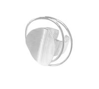 Dtja Anello rotondo spazzolato da donna, placcato argento, alla moda, geometrico, concavo, largo, comodo, unico, creativo, misura 6-7