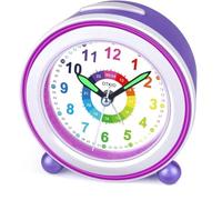 DTKID Sveglia Bambini, Senza Tic Tac con Snooze e Luce Notturna, Sveglia Analogica Educativa per Bambine e Bambini, Alimentata a Batteria (Violette)
