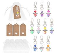 Dtoterul 20 Pezzi Portachiavi Angelo Custode Portachiavi Angelo Ciondolo a Forma di Angelo Custode Regalo Ciondolo a Forma di Angelo di Perle con Sacchetto in Organza e Biglietto in Carta Kraft