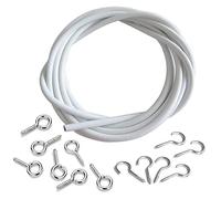 Dtoterul 5M Bianco Filo per Tenda Filo per Tende 5 Metri Corda per Tende Multiuso Tende a Filo Cavo per Tende Set con 6 Paia di Ganci e Occhielli per Tendere Panni o Bastone per Tende