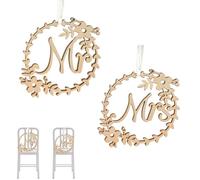 Dtoterul Mr Mrs Chair Decor Sign Legno 2 Pezzi Mr & Mrs Appendere in Legno Segni per Sedia da Sposa per Sposa e Sposo Mr e Mrs Wedding Chair Sign Legno Decorativo Wedding Wood Sedia Banner