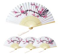 Dtoterul Ventilatori Pieghevoli 4 Pezzi Ventaglio Bambu a Mano Legno Ventagli Pieghevoli da donna Ventilatori Pieghevoli Portatile con Nappa Giapponese Ventaglio Pieghevole con Nappa per Decorazioni