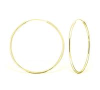 DTP Silver - Orecchini a Cerchio/Creola - Argento 925 Placcato in Oro Giallo - Grande Dimensione - Spessore 3 mm - Diametro 60 mm