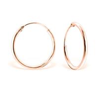 DTP Silver - Orecchini a Cerchio/Creola - Argento 925 Placcato in Oro Rosa - Media Dimensione - Spessore 3 mm - Diametro 30 mm