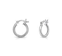 DTP Silver - Orecchini a Cerchio/Creola con Chiusura a Scattino - Argento 925 - Piccola Dimensione - Spessore 1.5 mm - Diametro 14 mm