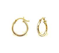 DTP Silver - Orecchini a Cerchio/Creola con Chiusura a Scattino - Argento 925 Placcato in Oro Giallo - Piccola Dimensione - Spessore 1.5 mm - Diametro 18 mm