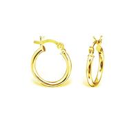 DTP Silver - Orecchini a Cerchio/Creola con Chiusura a Scattino - Argento 925 Placcato in Oro Giallo - Piccola Dimensione - Spessore 1.5 mm - Diametro 16 mm