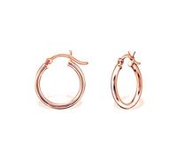 DTP Silver - Orecchini a Cerchio/Creola con Chiusura a Scattino - Argento 925 Placcato in Oro Rosa - Piccola Dimensione - Spessore 1.5 mm - Diametro 18 mm