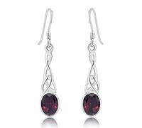 DTP Silver - Orecchini a Gancio in Argento 925 - Nodo Celtico della Trinità - Collezione Celtica - Granato