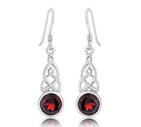 DTP Silver - Orecchini a Gancio in Argento 925 - Nodo Celtico della Trinità - Collezione Celtica - Granato
