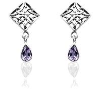 DTP Silver - Orecchini Pendenti Ametista e Argento 925 - Orecchini Donna con Nodo Celtico della Trinità - Orecchini Donna Ametista