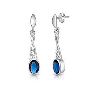 DTP Silver - Orecchini Zaffiro - Orecchini Donna Pendenti Argento 925 - Orecchini a Nodo - Orecchini Blu Zaffiro con Nodo della Trinità