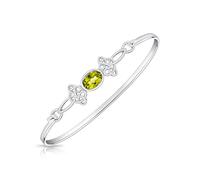 DTPsilver® Bracciale Donna Argento 925 e Peridoto - Fiocco della Trinità - Braccialetto Argento Donna con Peridoto - Taglia unica