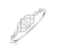 DTPsilver® - Braccialetto Argento con Pietra di Luna - Bracciale Donna Argento 925 - Bracciale Argento 925 con Nodo Celtico della Trinità -